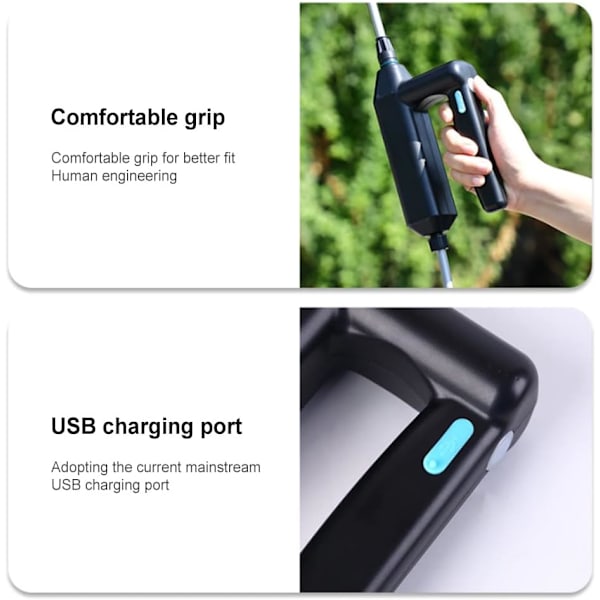 USB-ladattava, 23,6 tuuman pistoolin kahvainen Deluxe-maatalouden sumutinpistooli teleskooppinen kastelutikku (3M/9,84FT letkulla)