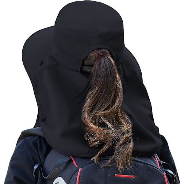 Dame Ponytail Sommer Sol UV Beskyttelse Hat Foldbar Bred Skygge Boonie Hatte til Strand Safari Fiskeri