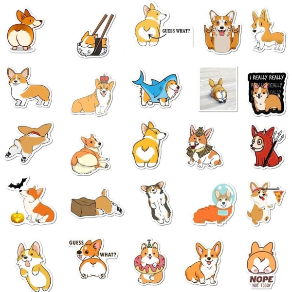 Ihana Corgi-koiran eläintarrat - 100 kpl tarrapakkaus tarroja lapsille, tytöille, teineille, Hydro Flask -vesipullolle, vedenkestäviä tarroja rullalaudoille, pyörälle