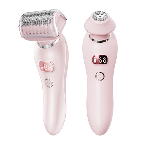 2-in-1 Bikini Trimmeri Sähköinen Parranajokone Naisille, Silky Glide Pro Karvanpoisto Jalkojen, Käsivarsien, Kainaloiden ja Kasvojen Ajoon Pink