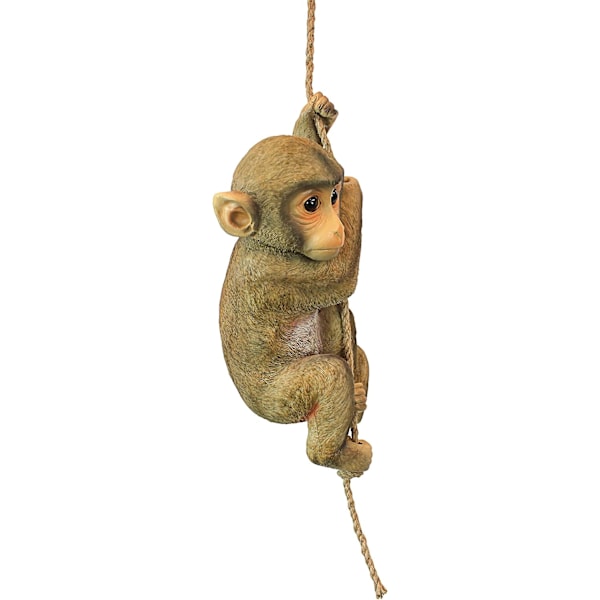 Chico den Schimpansen Baby Monkey Hängande Djur Staty, 16 Tum Hög, Handgjuten Polyresin, Fullfärgsfinish
