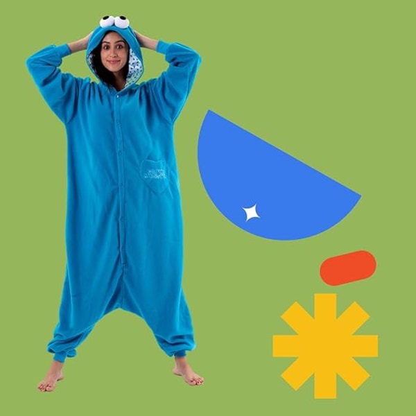 Unisex Vuxen Cartoon Kostym Halloween Jul Nattkläder Jumpsuit Onesies Plysch Cosplay Pyjamas Blå S