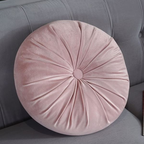 Rund fløyel ensfarget stol pute gresskar volang pute hjemmedekor gulvpute diameter 15\" rosa