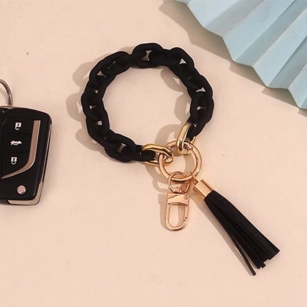 Chunky Chain Link Wristlet Keychain Acrylic Bangle Key Ring Bracelet Key Chain Cute Boho Modern Car Keychain Holder