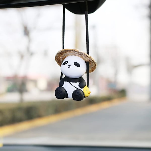 Sööt Pandan Keinuva Auton Peilikoriste Hauska Sisustus Takapeilikoriste (Hattu Panda)