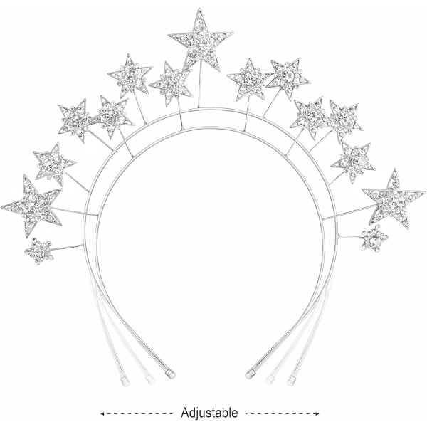 Stjerne Halo Krone Hovedbånd - Sølv Stjerner Hovedbeklædning Hovedbeklædning Tiara Celestial Gudinde Kostume