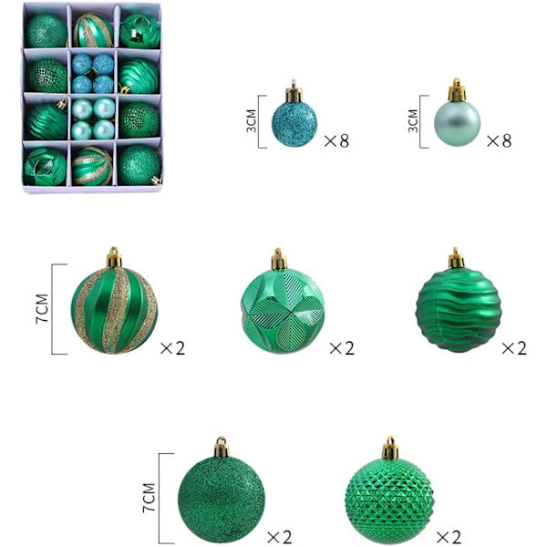 Julgranskulor, 26 st juldekorationer, julgranskulor julgranshängande Ø3cm, Ø7cm, julgranskulor set