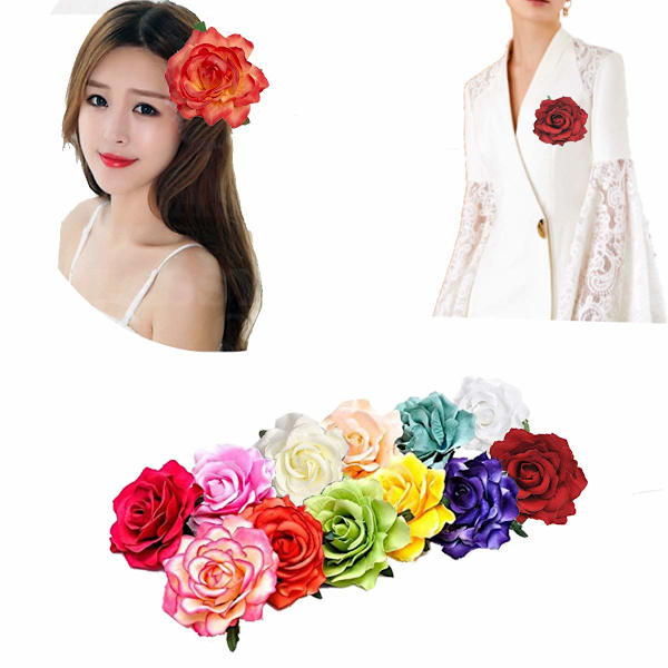 12 kpl Elegantti Suuri Ruusu Kukka Hiustarvikkeet Hiussoljet Kukka Brosseja Pin Boho Hiustarvike Ruusu Hiustarvikkeet Naisille Tytöille Lady Bridal
