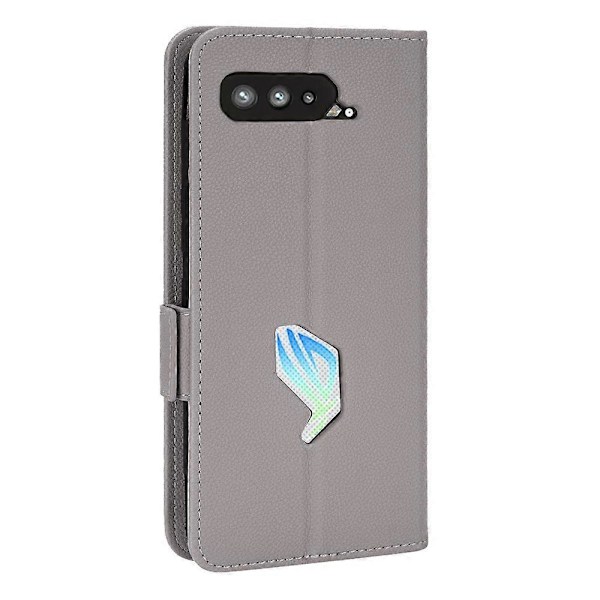Til Asus ROG Phone 5/ROG Phone 5s/ZS676KS/ZS673KS Litchi Tekstur PU Læder Telefon Cover Magnetisk Lukning Tegnebog Stativ Flip Stødsikkert Cover Grey
