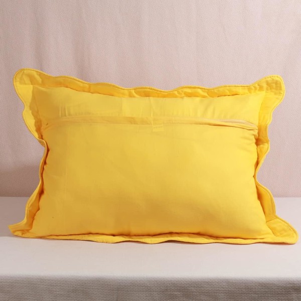 2-delt brodert bomull quiltet senge putevar Rustic Solid Color Soft dekorative putetrekk sett (Gul, 20\"x28\")