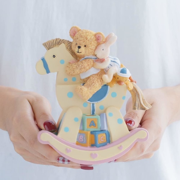 Musikkboks i gaveinnpakning gyngehest Musikalsk bjørn kaninpynt til babygutt Søster Jenter Barn Barnebarn Barnebarn