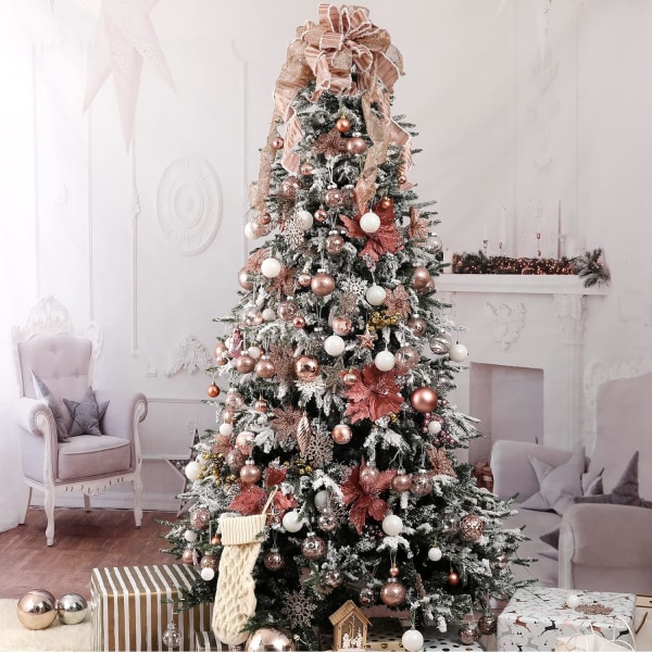 Heyone 10 st glänsande julstjärnor i glitter, julgransprydnader, glittrande julstjärnebuskar, juldekorationer
