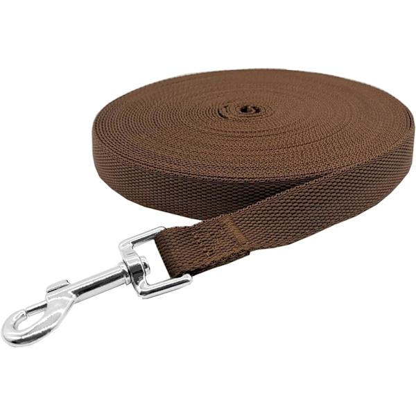 Nylon træningshundesnor til små, mellemstore og store hunde, 15ft 20ft 30ft 50ft lang snor Hunde-/hvalpetræningssnor til lydighedstræning, camping50ftBrun