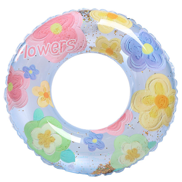 Uppblåsbar badring för barn, badring poolboj, retro randig PVC uppblåsbar boj poolboj Flowers (blue) Suitable for ages 2-4