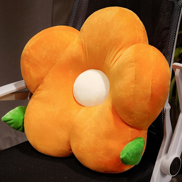 Blomsterformet lændepude, kontor, klasseværelse, lang pude, polstret sæde, sofa, sengepude (17,7 tommer * 15,7 tommer, orange)