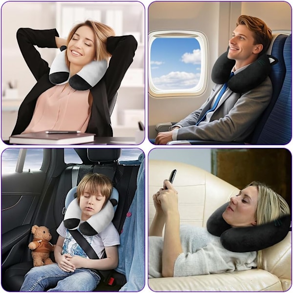 Nackkudde, Memory Foam Barnresekudde För Barn Och Vuxna Stödjer Huvudet Mjukt U-format Huvudskydd För Flygplan Camping Bil Sömn A