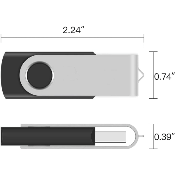 32 GB USB-flashdrev, 32 GB USB 2.0-thumb-drev Drejeligt Memory Stick-drev til sikkerhedskopiering af datalagring, sort