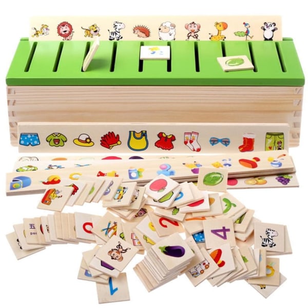 Montessori Tidiga Pedagogiska Pussel Leksaker För Barn Intelligens Lärande Pussel Trävarelse Tecknad 3D-pussel