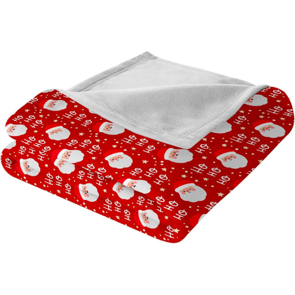Jultomtefilt Röd Flanellfilt Juldag Pojkar Flickor Plysch Lätt Filt Sovrumssoffa (50 tum x 60 tum), Jultomte