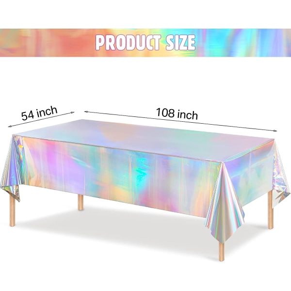 Plastdukar i laserdesign, holografiska folie för tjejfest, bröllop, disco, 54 x 108 tum (laserfärg, 3-pack)