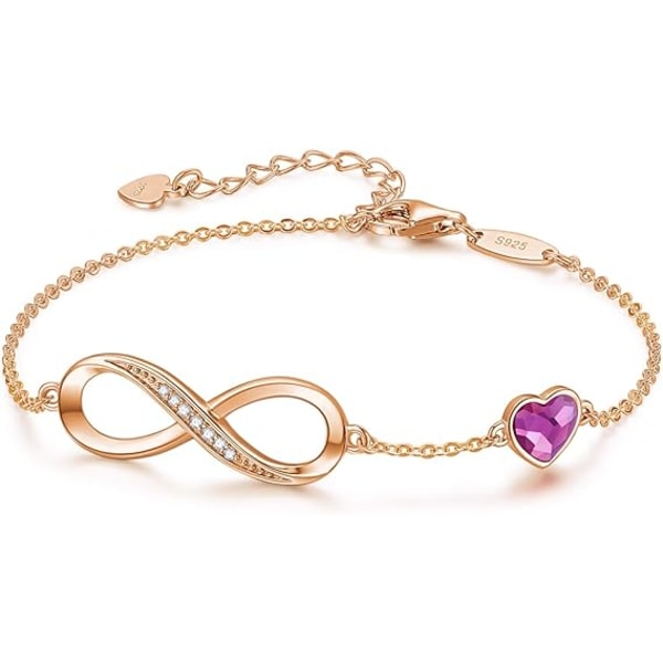 Infinity Hjerte Symbol Charm Link Armbånd til Kvinder 925 Sterling Sølv Rustfrit Stål Justerbar Jubilæum Smykker Fødselsdagsgaver