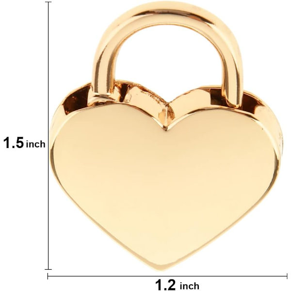 Litet metallhjärtformat hänglås minilås med nyckel för smyckeskrin förvaringslåda dagbok, 2-pack, guld