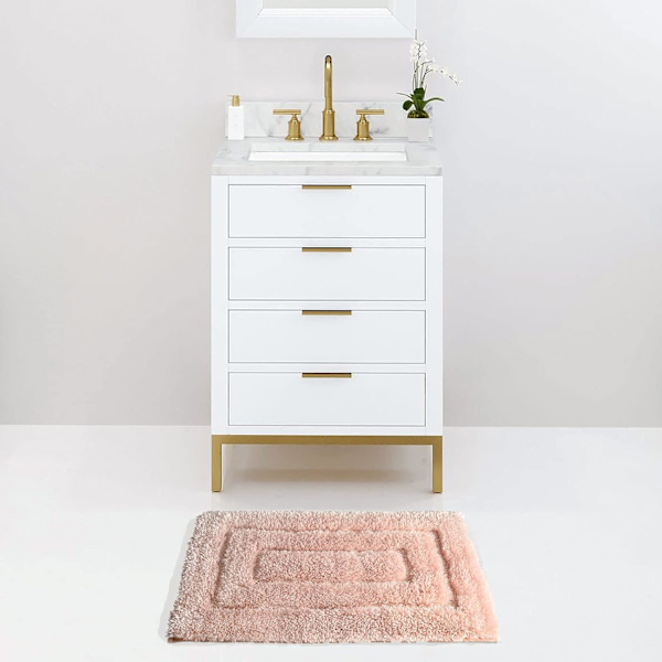 Rosa badrumsmattor halkfria små badmattor för badrum korallrosa badrumsdekor fluffig plysch badmatta maskintvättbar(24” x16”)