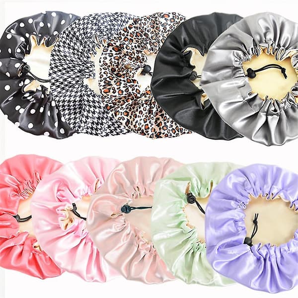 Satin Bonnet Barnemøssa Myk Natt Justerbar Dobbel Sovehatt-4