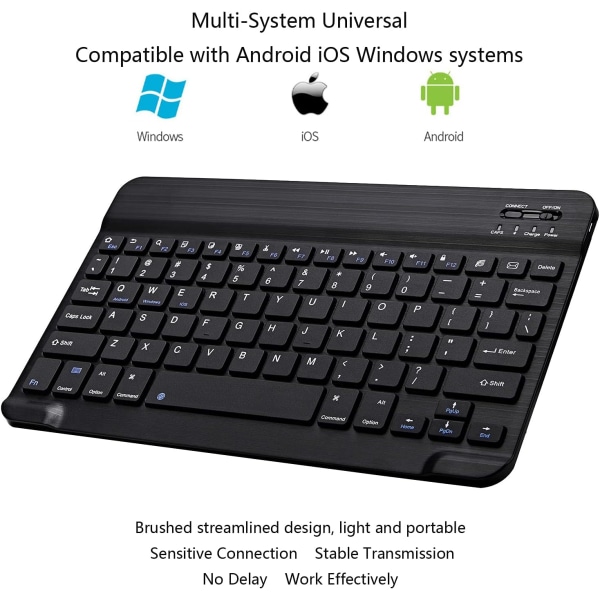 Bluetooth-tangentbord, ultratunt trådlöst Bluetooth-tangentbord kompatibelt med iOS