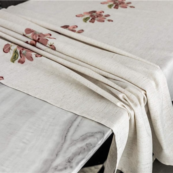 Broderet blomsterdug Rektangulær dug Langt borddække til køkken spisestue, fest, ferie, jul, buffet (Pink, 53\"x39\")