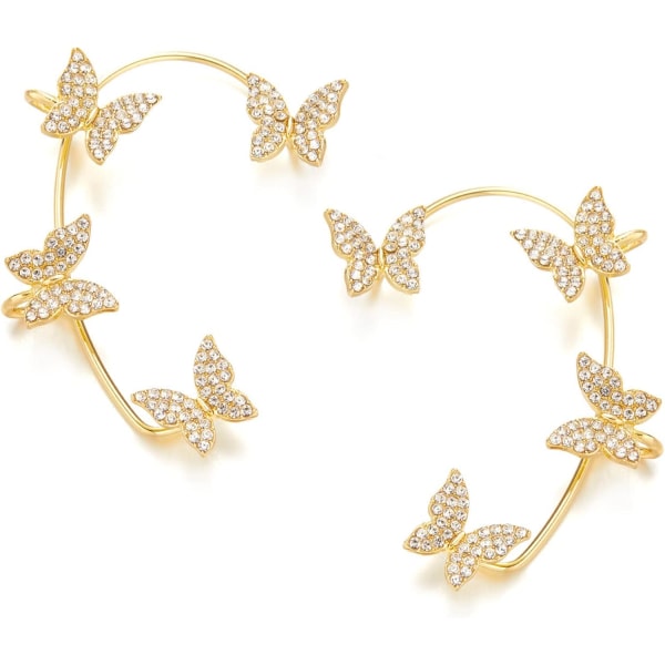 Heyone Butterfly Wing Drop Dingle Örhängen Guldpläterade Kristall Rhinestone för kvinnor flickor bröllop Smycken