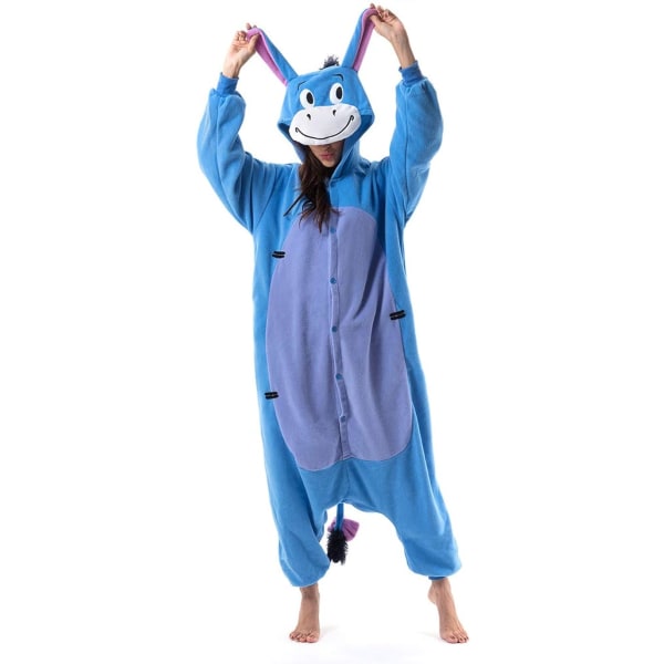 Unisex Vuxen Tecknad Kostym Halloween Jul Sovkläder Jumpsuit Onesies Plysch Cosplay Pyjamas Donkey L