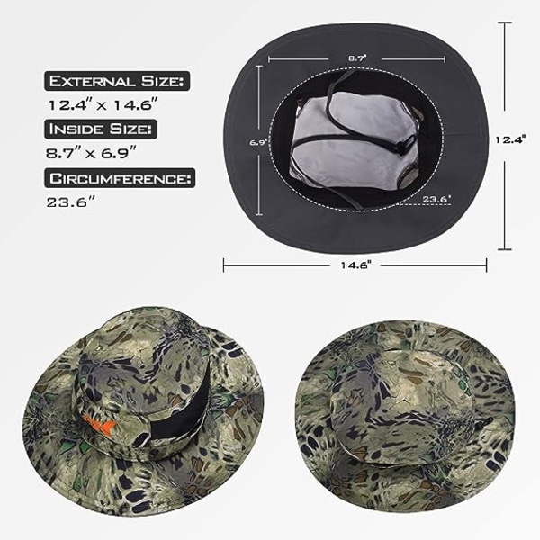 Boonie Hat - Solbeskyttende Hat, Fiskehat, Strand- og Vandreturshat, Padling, Roning, Kajakhat