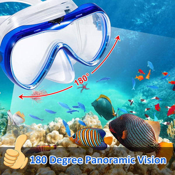Snorkelsett Snorkleutstyr Voksne, Tørr Topp Dykkemaske Og Snorkel For Mann Kvinner-Blå