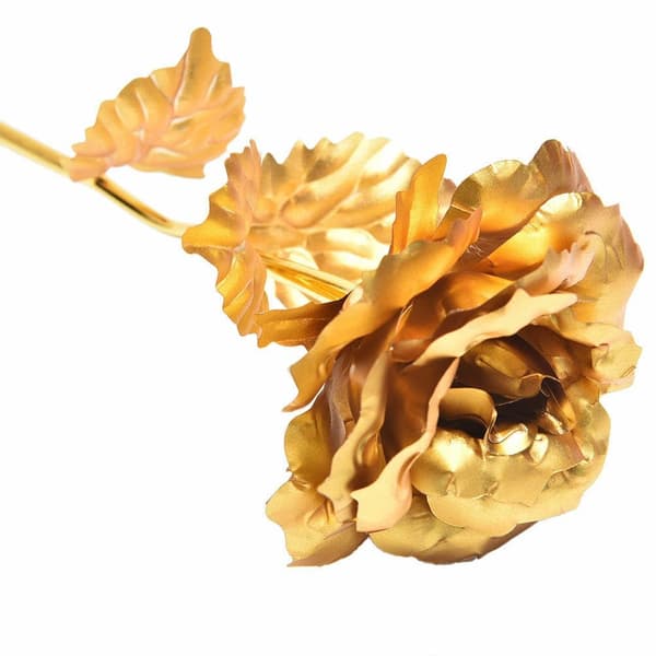 Gullrose med gullfargede blader - Perfekt gave til Valentinsdagen Gold Guld