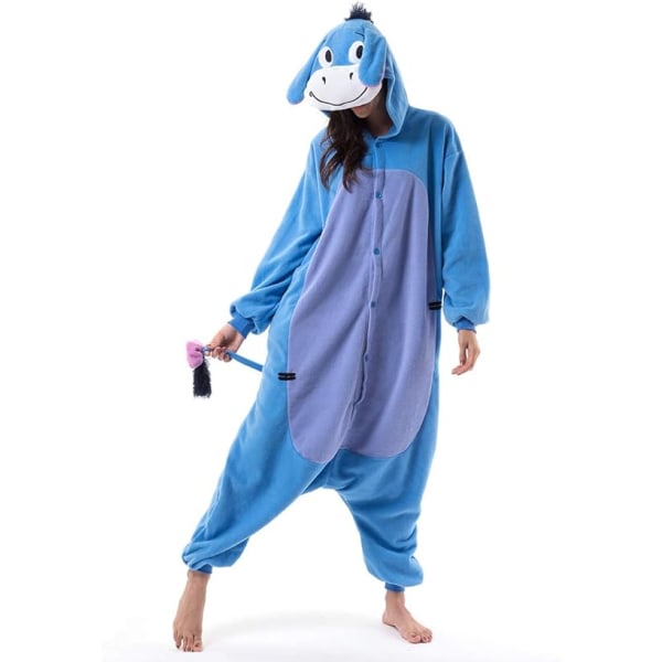 Unisex Vuxen Tecknad Kostym Halloween Jul Sovkläder Jumpsuit Onesies Plysch Cosplay Pyjamas Donkey L