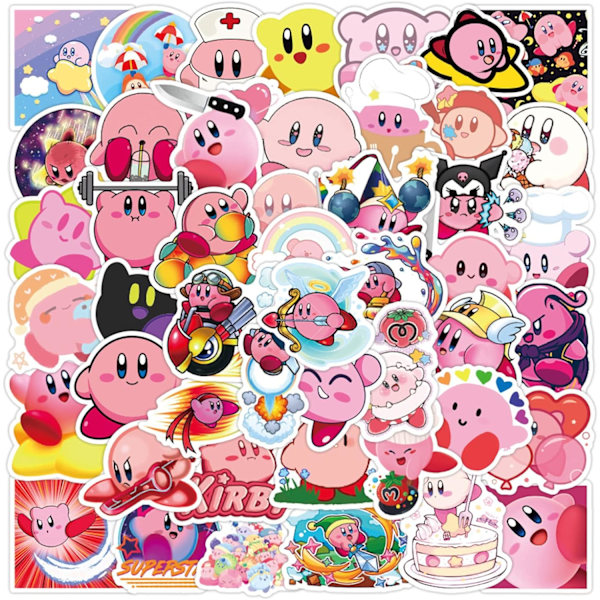 Sødt Cortoon Game Kirby Stickers 50Pcs Cartoon Kirby StarSticker til Vandflaske - Vinyl Vandtætte Etiket Stickers til Bærbar