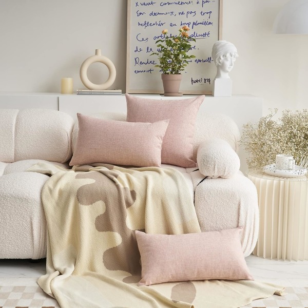 Rosa dekorativa kuddfodral 18x18 set med 2 slängkuddar för bäddsoffa Vardagsrum Sovrum Spring, 18x18 tum, rosa