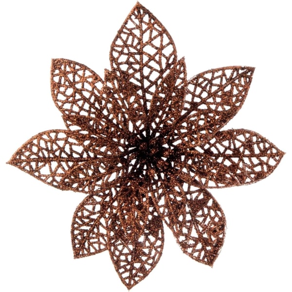 Heyone 10 stk Glitrende Juleblomster Poinsettia Julepynt, Glitrende Poinsettia Busker Juledekorasjoner