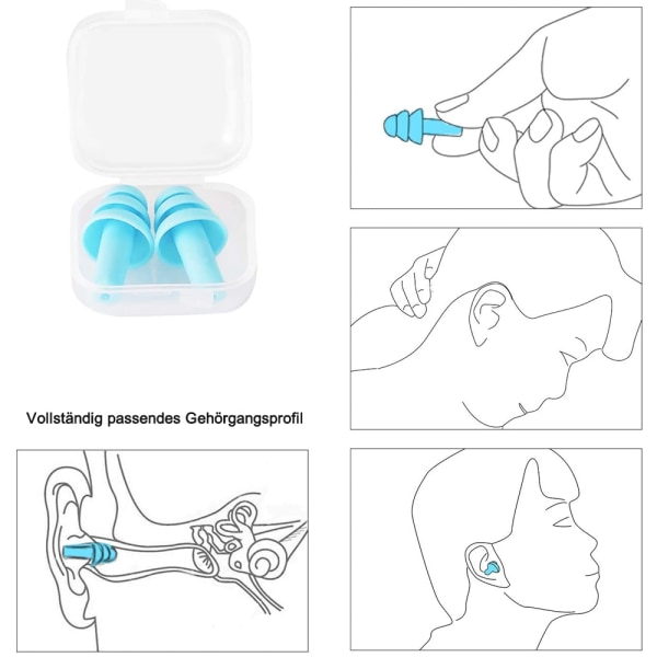 10 paria uintiin vedenpitäviä silikonitulppa - Laatikko Puuteri + Oranssi + Sininen + Vihreä + Keltainen