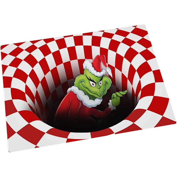 Illusjonsdørmatte, juledekorasjon sklisikker dørmatte, 3D visuell illusjon myk teppe. (Rød, 20in x 31.5in)