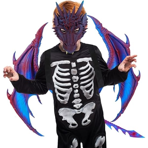 Drakdräkt för barn Pojkar Flickor, Dragon Wing Tail Mask Set, Cosplay kostym Halloween Dragon Costume