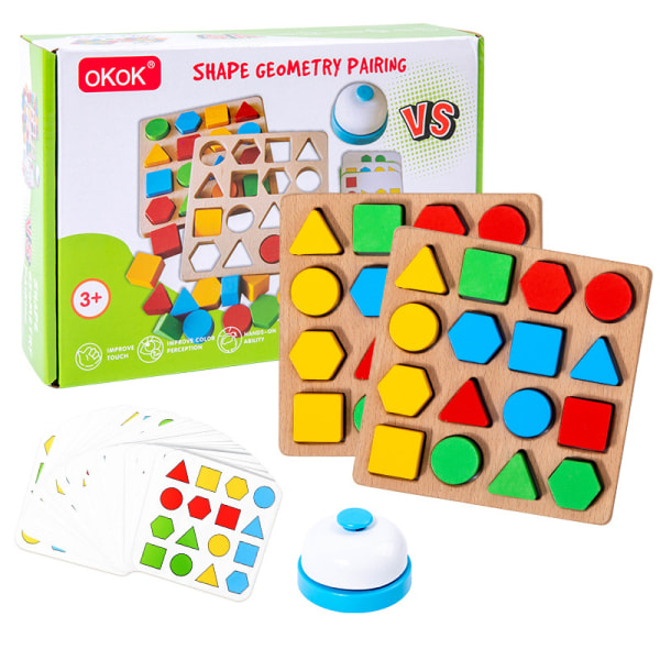 Formmatchande spel Färg Sensorisk pedagogisk leksak med resultattavla, klocka och kort Montessori Toddler Sensory (för 2 spelare)