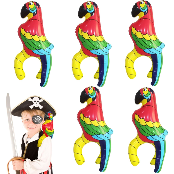 5 stykker oppustelige piratpapegøjefest balloner sæt, pirat papegøje skulderrekvisit til pirat tema fødselsdagsfest Rollespil Kostume dekorationer