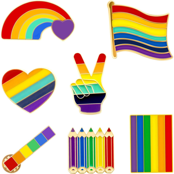 7 delar Regnbågsbroschnålar Pride Heart Flaggaetikettnålar, för klädväska Lapelnål Krage Hatt Sjalnålar för män Kvinnor Dekoration--