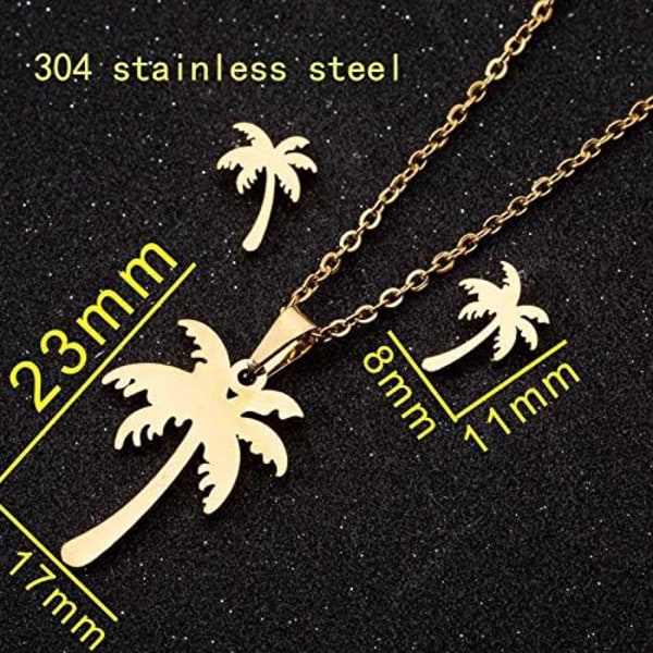 Heyone Rustfritt Stål Tiny Beach Palm Tree Stud Øredobber Sommerferie Smykker
