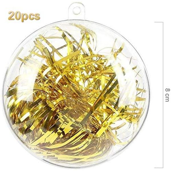 Set med 20 transparenta bollar att fylla i akrylhängande dekoration för julgran påsk födelsedag bröllop dekorativa prydnader-8cm