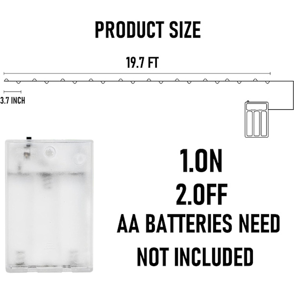 Batteridrevne lys, 20 fod 50 LED sølvtråd vandtætte batteridrevne strenglys, juledekorationer til indendørs udendørs soveværelse gårdhaveindretning