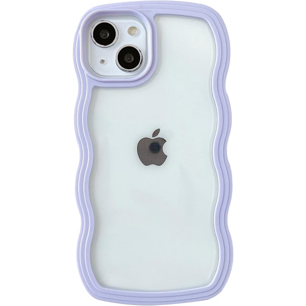 Söt Curly Wave ramform Stötsäker mjuk, kompatibel med iPhone- case (lila, iPhone 13 Pro Max)
