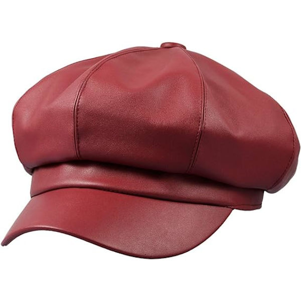 Newsboy Caps til kvinder, PU læder Cabbie Painter Hat Gatsby Ivy Beret Cap